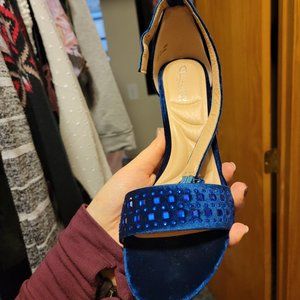 Blue Velevet Heels